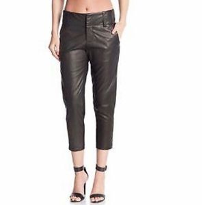 NWT Alice + Olivia leather and linen crop pant